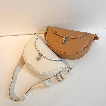 Women Fashion Casual Solid Color Zipper Crossbody Bag