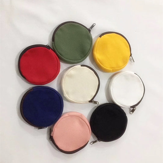 Fashion Simple Solid Color Round Canvas Coin Purse