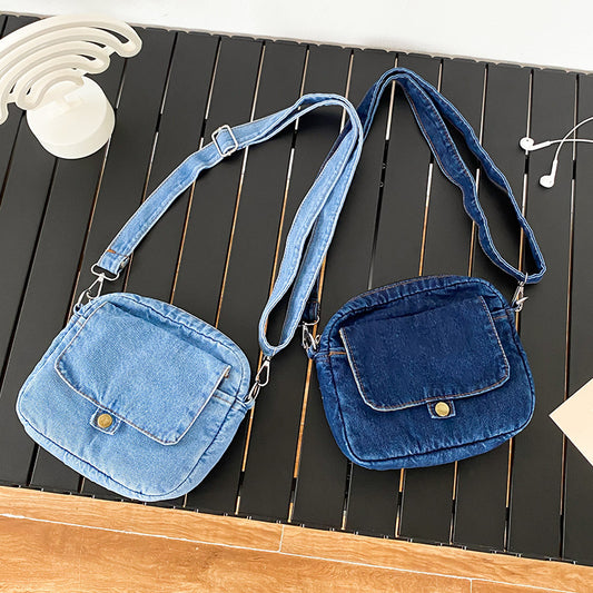 Simple Casual Flip Denim Shoulder Bag