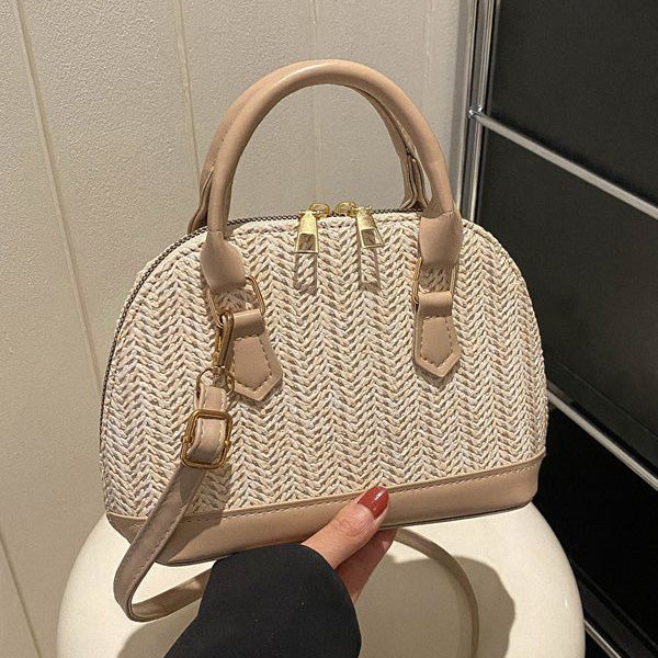 Sac à main simple à bandoulière en coquillage tissé pour femme 