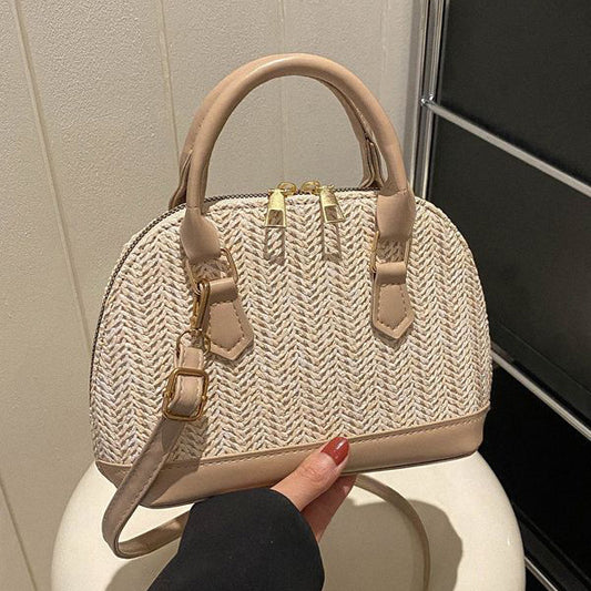 Sac à main simple à bandoulière en coquillage tissé pour femme 