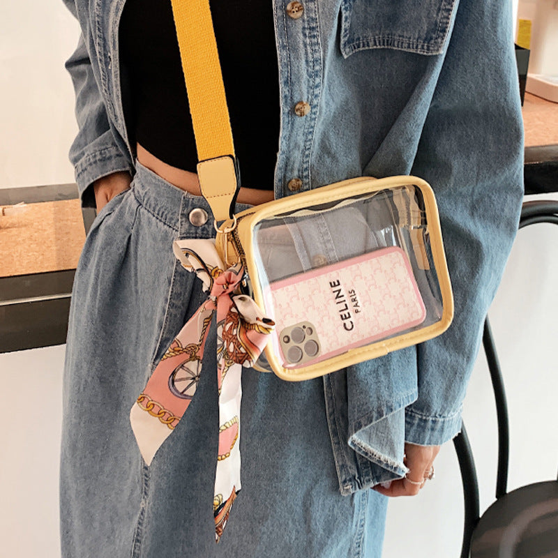 Women'S Fashion Transparent Clear Wide Strap Crossbody Bag