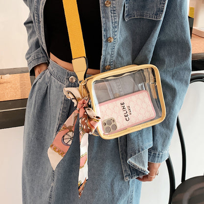 Women'S Fashion Transparent Clear Wide Strap Crossbody Bag