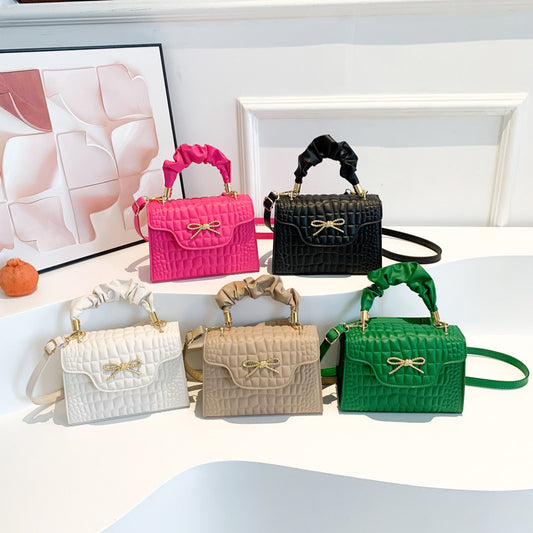 Sac à bandoulière carré tendance à motif pierre de couleur unie 