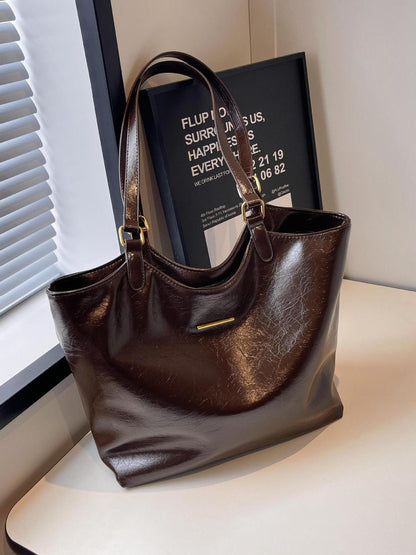 Women Fashion Casual Simple Solid Color Large Capacity Tote Bag