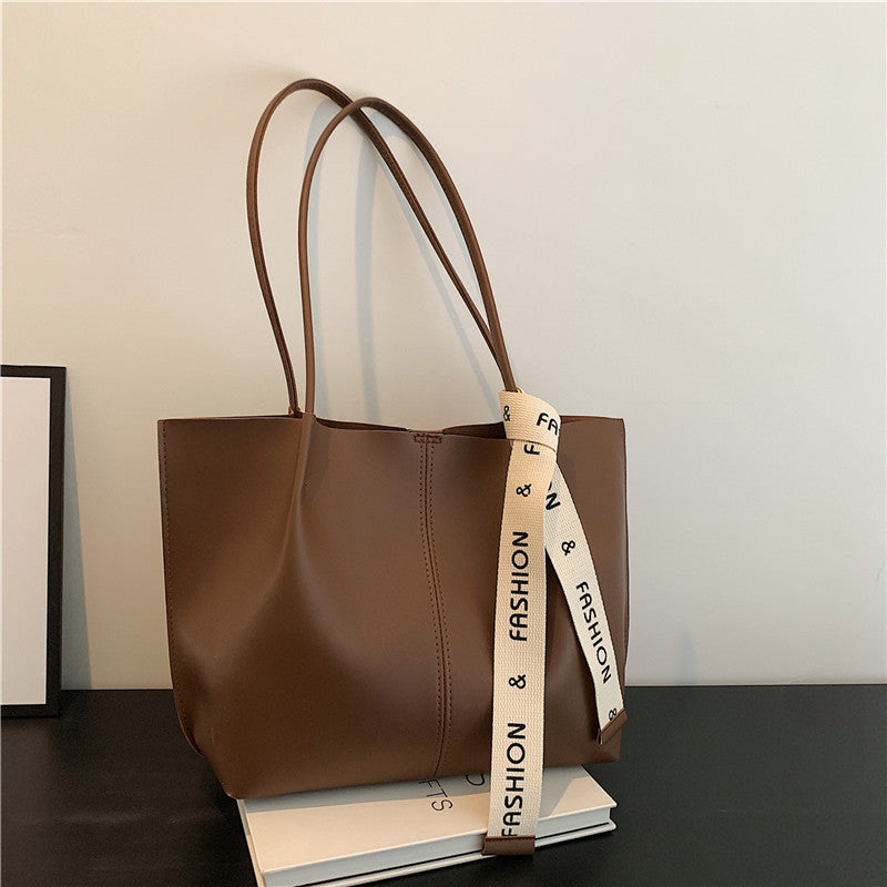 Women Casual Simple Solid Color Large Capacity Tote Bag