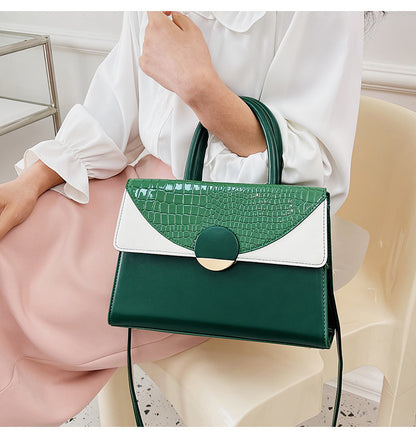 Sac à bandoulière carré à rabat et à blocs de couleurs pour femme 