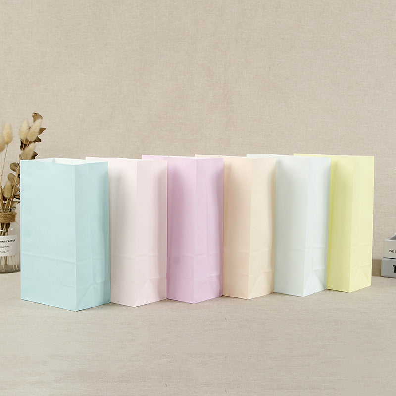 Sac en papier pour emballage cadeau de bonbons, couleur unie, simple et tendance 