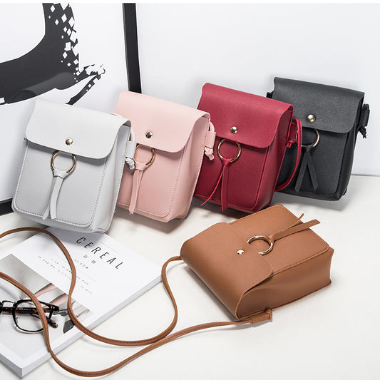 Women Fashionable Simple Solid Color Flap Magnetic Buckle Square Crossbody Bag