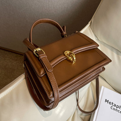 Women Fashion Retro Solid Color Square Shoulder Bag