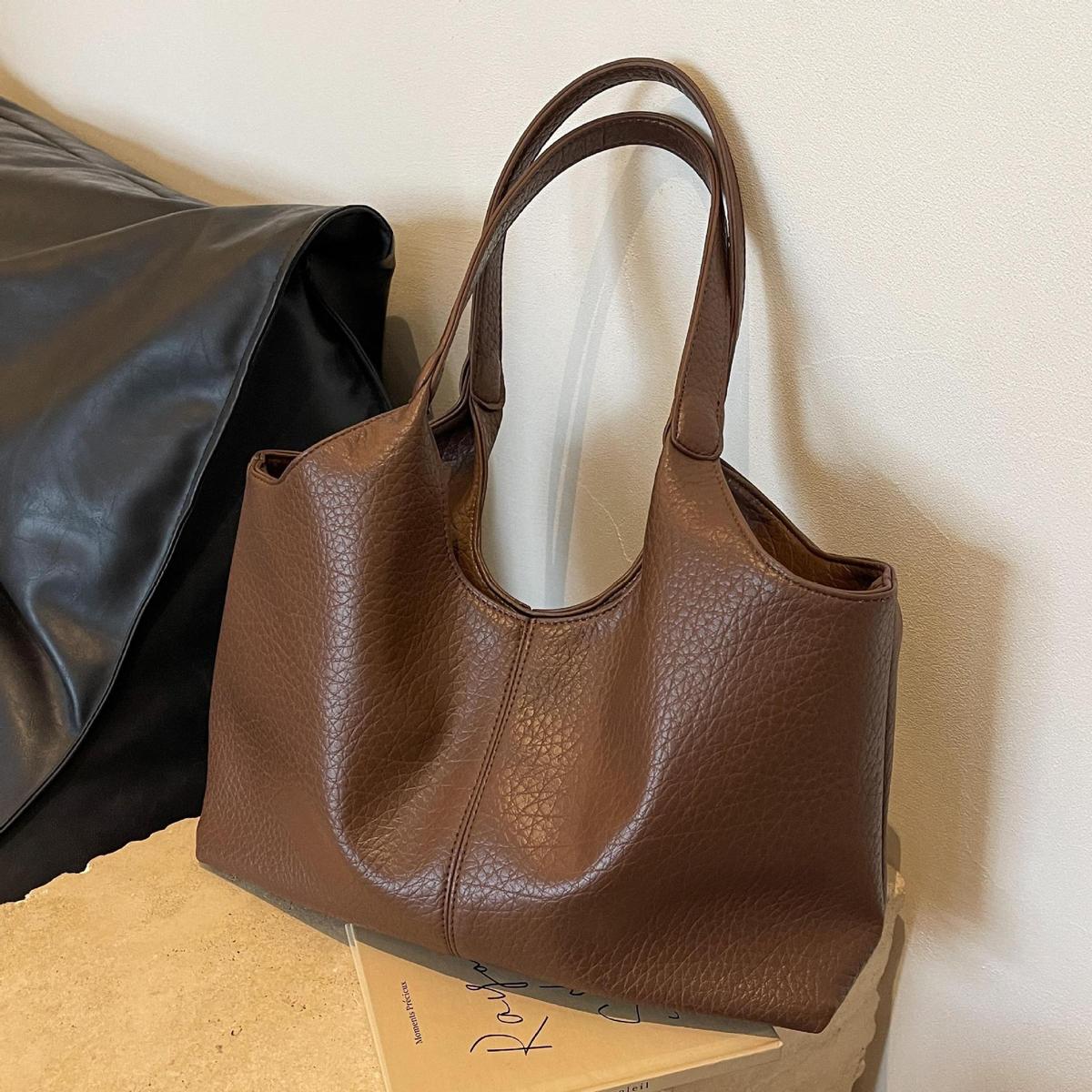 Women Casual Simple Solid Color Large Capacity Tote Bag