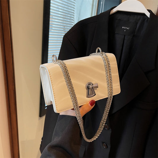 Sac à bandoulière décontracté à chaîne de couleur unie pour femme 