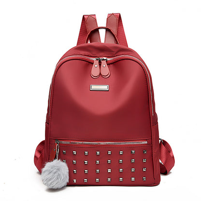 Women Fashion Rivet Soft Wax Leather Backpack