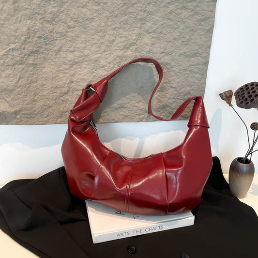 Sac à bandoulière plissé rétro décontracté pour femme, grande capacité, en forme de boulette 