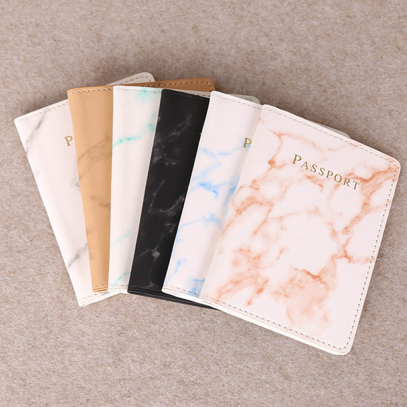 Fashion Passport Cover PU Marble Style Travel ID Credit Card Passport Holder Purse Bag
