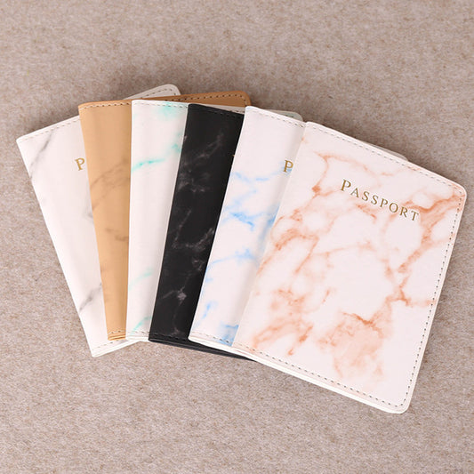 Fashion Passport Cover PU Marble Style Travel ID Credit Card Passport Holder Purse Bag