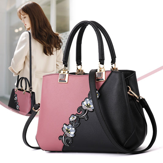 Contrast Color Ladies Flower Handbag Shoulder Fashion Bag