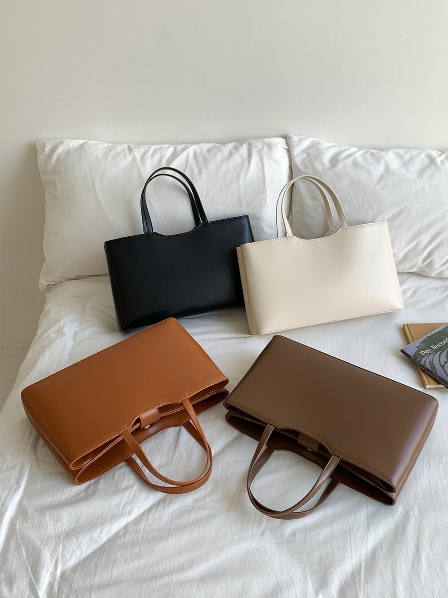 Women Fashion Casual Simple Solid Color Large Capacity Handbag