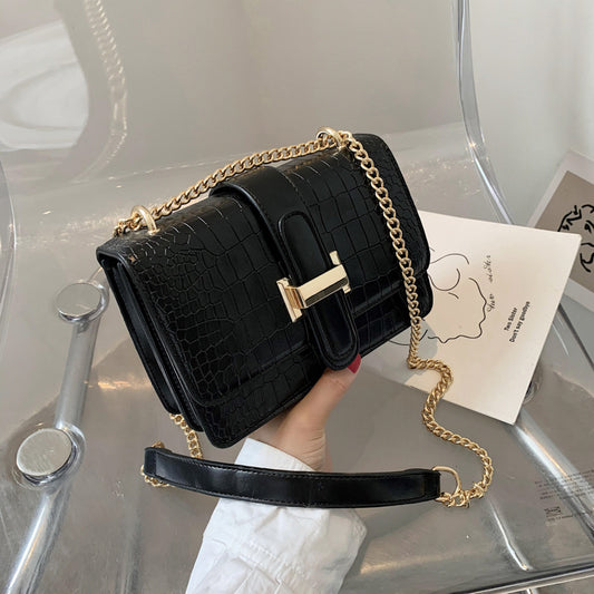 Women Fashion Solid Color Chain Small Square Shoulder Bag