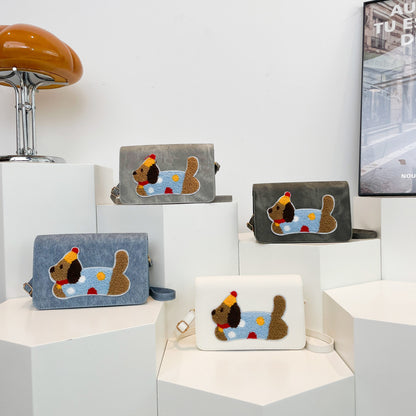 Sac à bandoulière carré brodé pour chien, tendance et créatif 