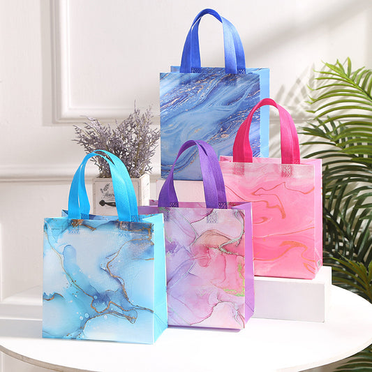 Marble Pattern Tote Bag Non-Woven Waterproof Printed Shopping Tote Organizer