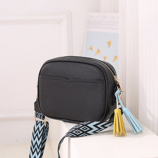 Women Fashion Square Wide Strap Pendant Crossbody Bag