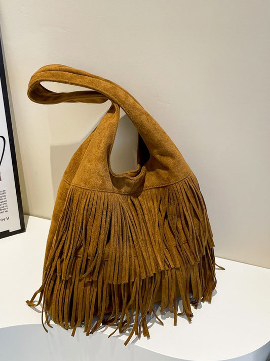 Autumn Women Large Capacity Suede Western Tassel Fashionable Underarm Shoulder Bag