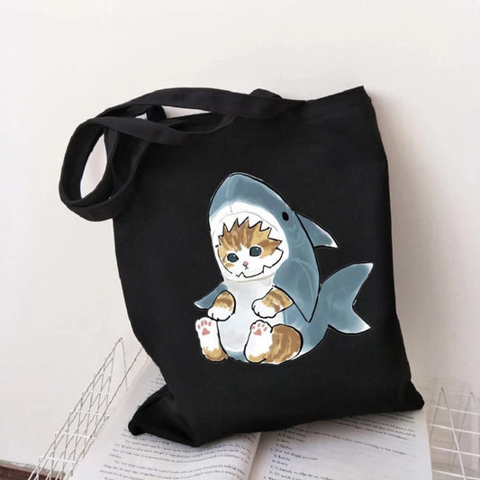 Women Casual Cartoon Pattern Large Capacity Canvas Tote Bag