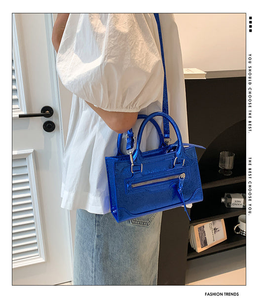 Women Fashionable Simple Solid Color Zipper Square Crossbody Bag