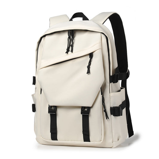 Simple And Fashionable Large Capacity Solid Color Multi-Pocket Backpack