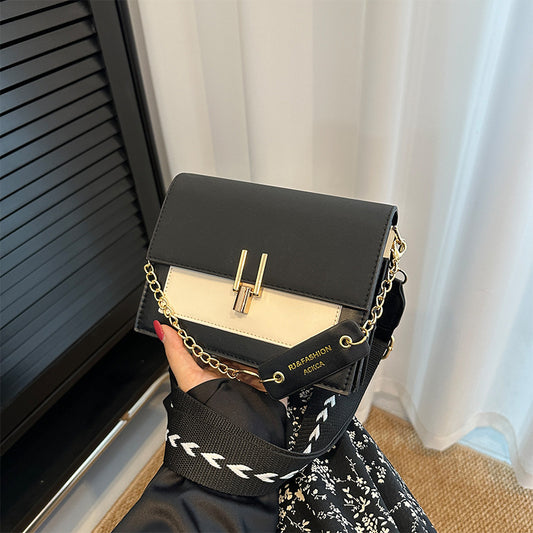 Women Fashion Casual Splicing Small Square Shoulder Bag