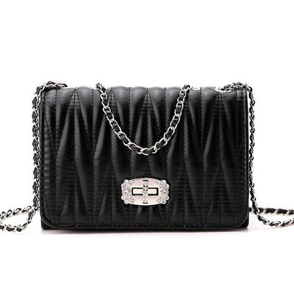 Women Fashion Casual Solid Color Chain Small Square Shoulder Bag