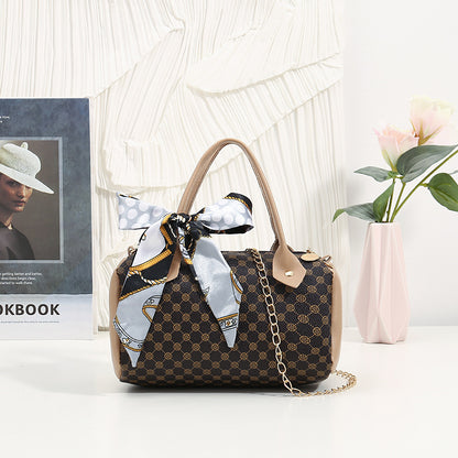 Sac à bandoulière vintage à chaîne imprimée de grande capacité