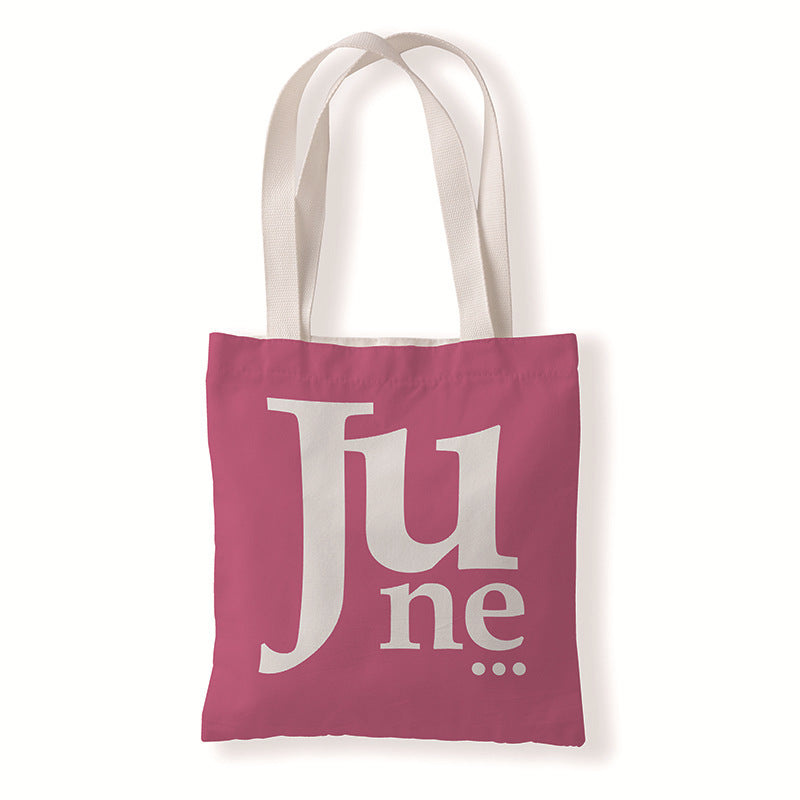 Women Fashion Creative Color Letter Month Canvas Tote Bag