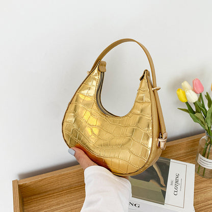 Casual Solid Color Stone Pattern Underarm Bag