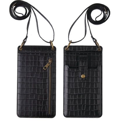 Women Fashion Multifunctional Crossbody Vertical Retro Mini One Shoulder Crocodile Pattern Coin Purse