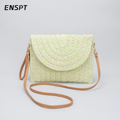 Sac à pompons ethnique tissé tendance pour femme 