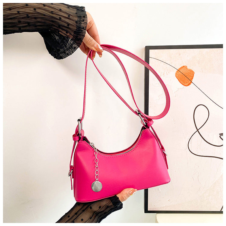Women Fashion Candy Color Zipper Shoulder Bag