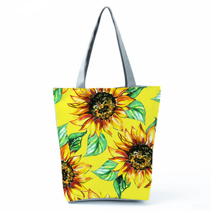 Women'S Lazy Sunflower Print One Shoulder Shopping Bag