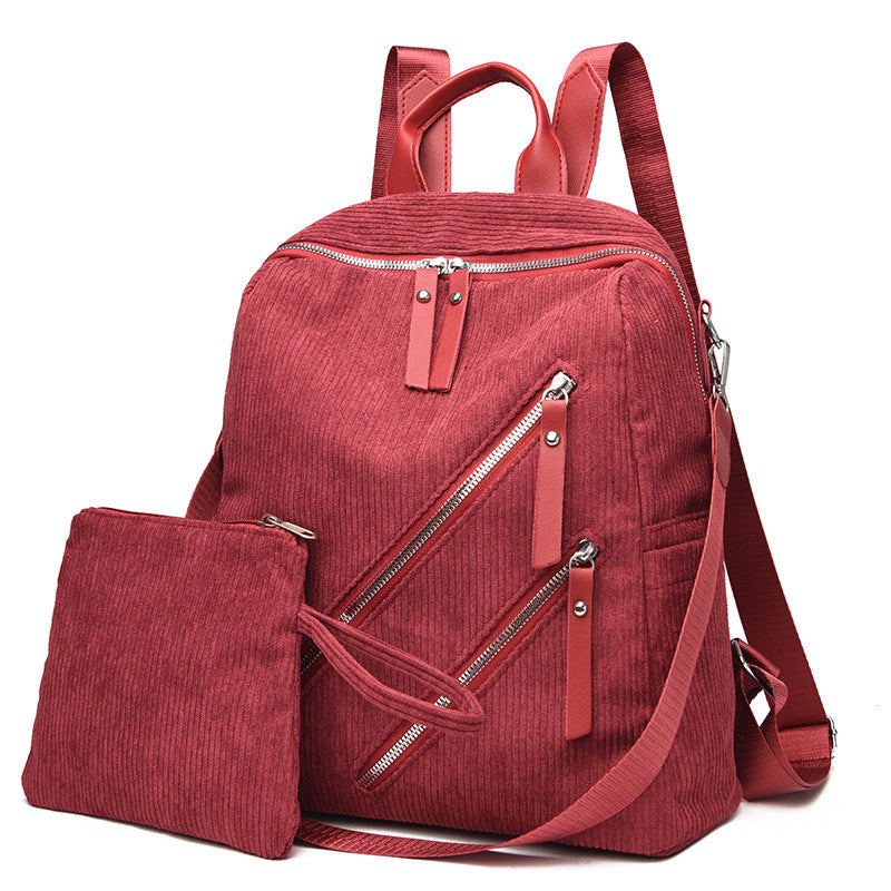 Women Fashion Solid Color Two-Piece Large-Capacity Backpack