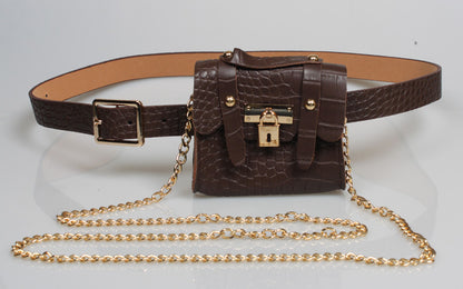 Women Fashion Waist Bag Belt Metal Chain Vintage Belt Bag