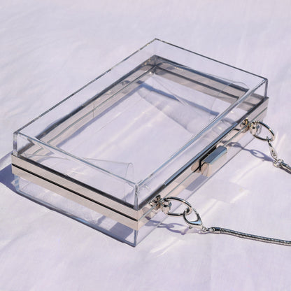 Women Transparent Clear Acrylic Bag Chain Dinner Party Small Square Bag