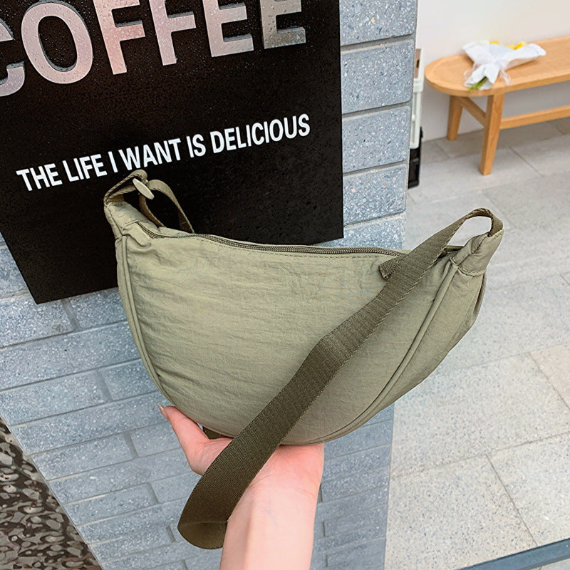 Simple Casual Solid Color Nylon Crossbody Bag