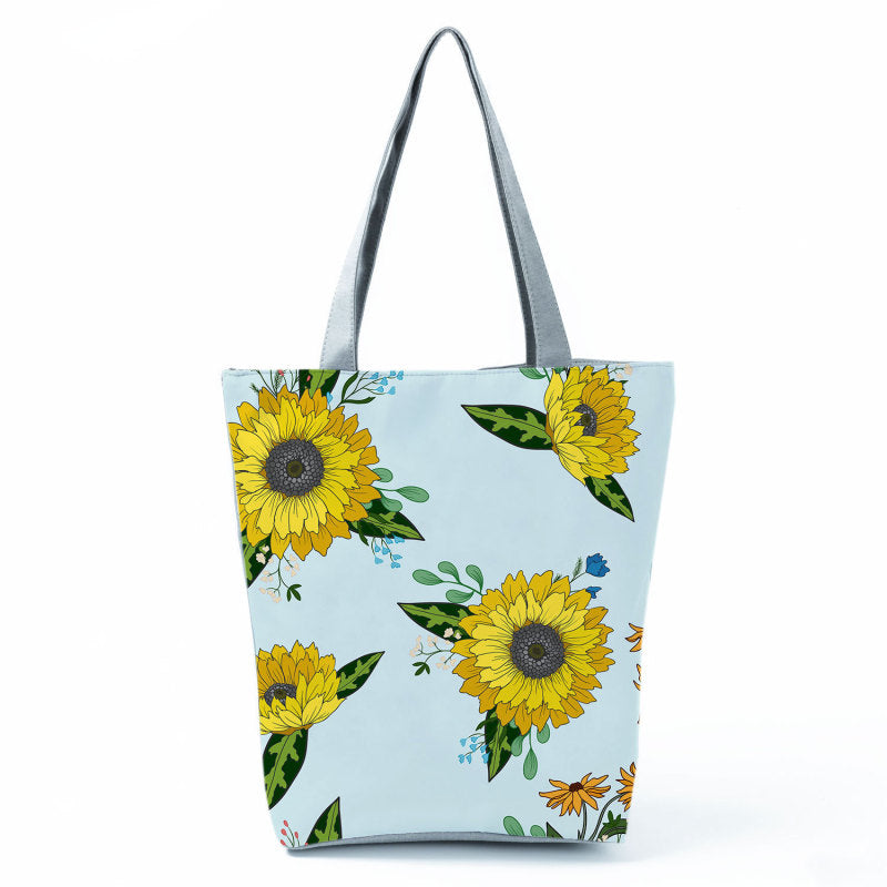 Women'S Lazy Sunflower Print One Shoulder Shopping Bag