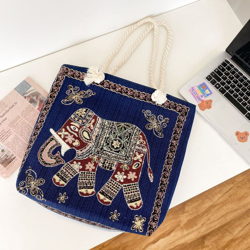 Sac à bandoulière brodé vintage de grande capacité 