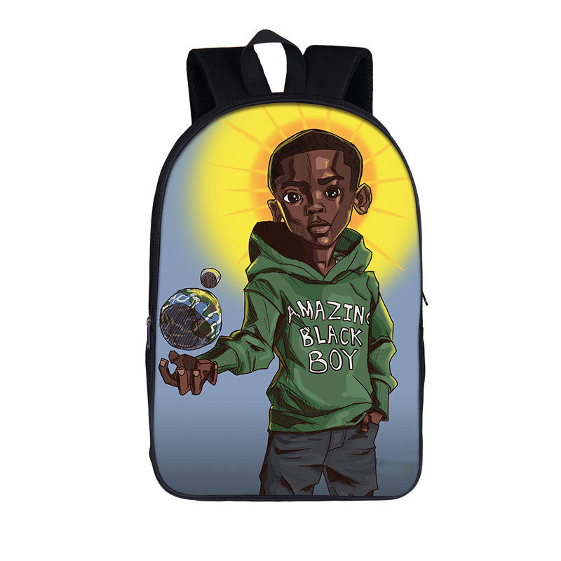 Cartoon Boy Print Creative Polyester Comfortable Breathable Backpack