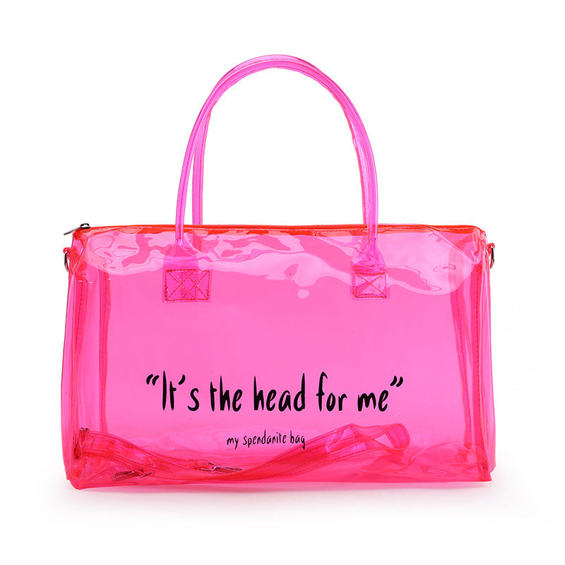 Fashion Transparent Candy Color Large Capacity Portable Travelling Plastic Bag