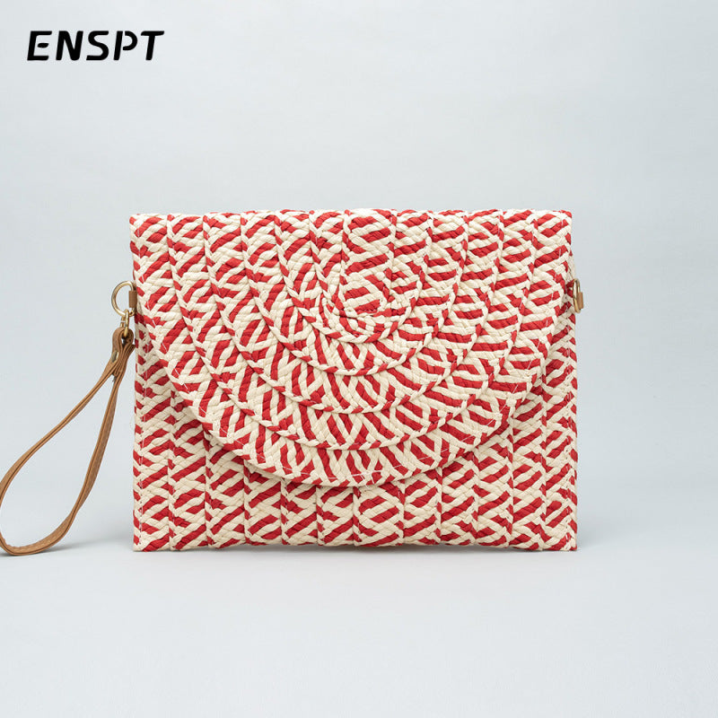 Sac à pompons ethnique tissé tendance pour femme 