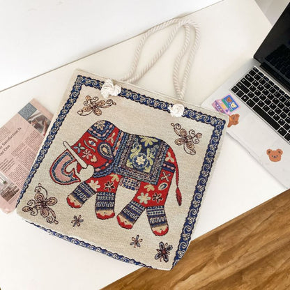 Sac à bandoulière brodé vintage de grande capacité 