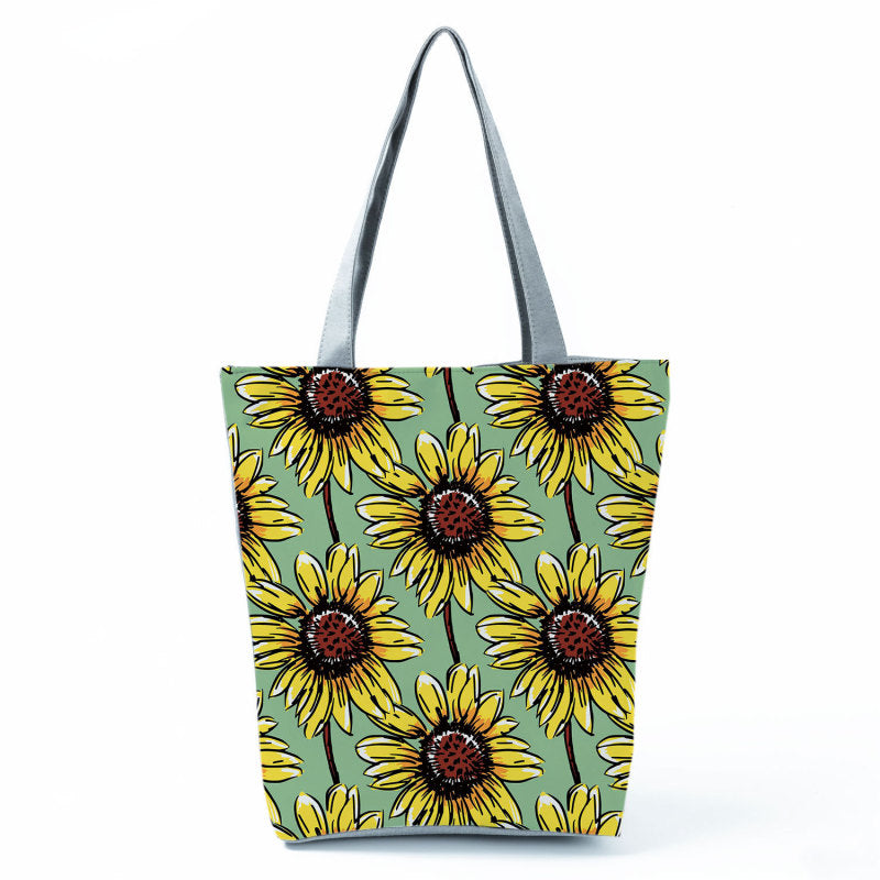 Women'S Lazy Sunflower Print One Shoulder Shopping Bag
